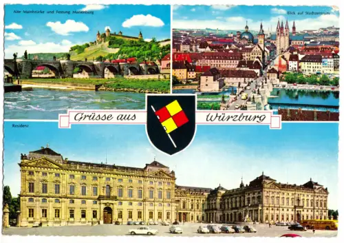 AK, Würzburg, drei Abb., 1968