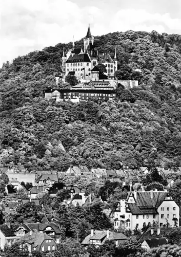 AK, Wernigerode Harz, Teilansicht mit Blick zum Schloß, 1965