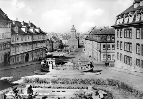 AK, Gotha, Hauptmarkt mit Blick zum Rathaus, 1979