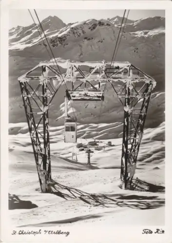 AK, St. Anton am Arlberg, Vorarlberg, Seilbahn, winterl. Ansicht, um 1963