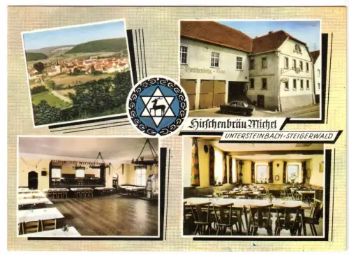 AK, Untersteinbach, Gasthof Hirschenbräu, vier Abb., gestaltet, 1975