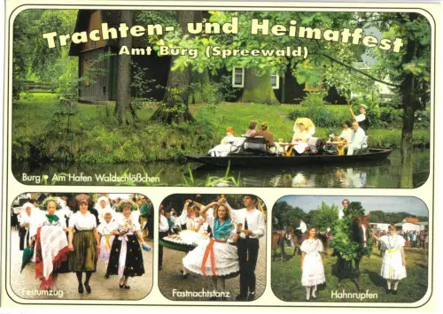 AK, Burg Spreewald, Trachten- und Heimatfest Amt Burg, vier Abb., um 2000