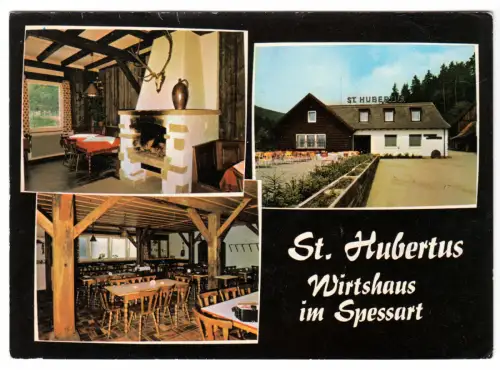 AK, Windheim über Hafenlohr, St. Hubertus Wirtshaus im Spessart, drei Abb., 1970