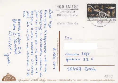 AK, Belzig, Bad Belzig, Springbachmühle, vier Abb., gestaltet, um 2011