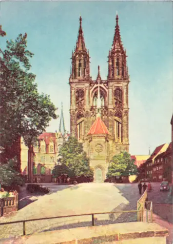 AK, Meißen Elbe, Westtürme des Domes, um 1955