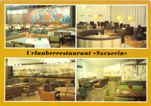 AK, Ostseebad Binz Rügen, Urlauberrestaurant "Szczecin", vier Abb., 1983