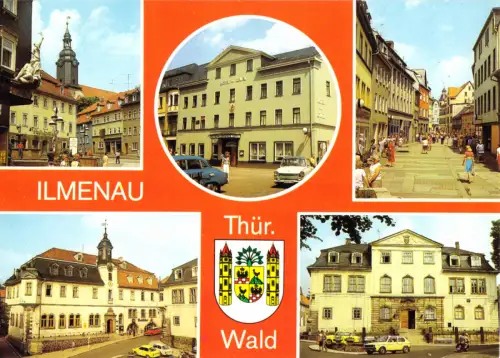 AK, Ilmenau Thür. Wald, fünf Abb. und Wappen, 1988