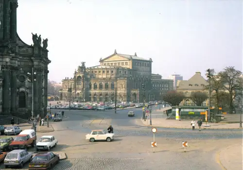 AK, Dresden, Blick zur Semperoper Dresden, um 1994