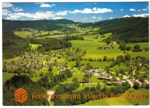 AK, Meierhöfen Allgäu, Ferienzentrum, Luftbildansicht, um 1989