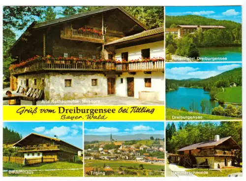AK, Tittling, Gruß vom Dreiburgensee, sechs Abb., um 1978