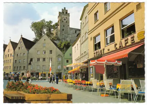 AK, Füssen im Allgäu, Fußgängerzone Reichenstraße mit Stadt-Café, um 1981