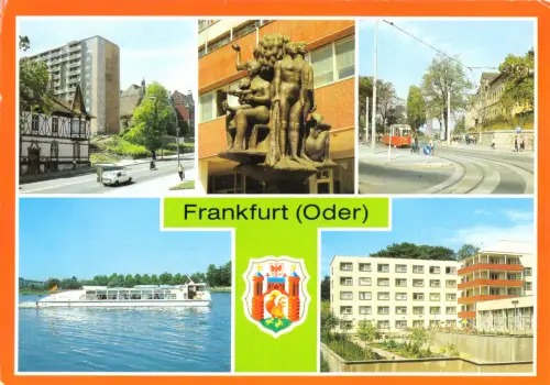 AK, Frankfurt Oder, fünf Abb. und Wappen, 1989