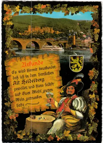 AK, Heidelberg, Chronikkarte, gestaltet, um 1974