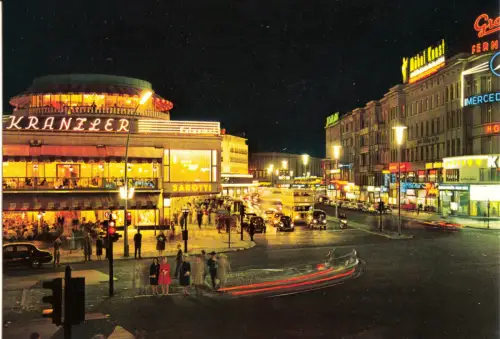 AK, Berlin Charlottenburg, Cafe Kranzler am Kurfürstendamm, Nachtansicht, 1965