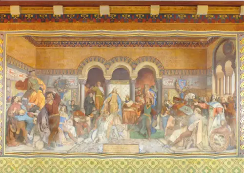 AK, Eisenach, Die Wartburg, Sängerstreit, Fresco von Moritz v. Schwindt, um 2010