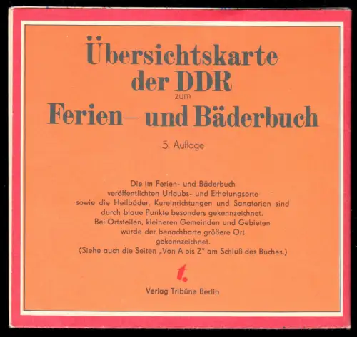 Übersichtskarte der DDR zum Ferien- und Bäderbuch, 5. Aufl., 1978