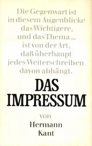 Kant, Hermann; Das Impressum, Berlin, 1973