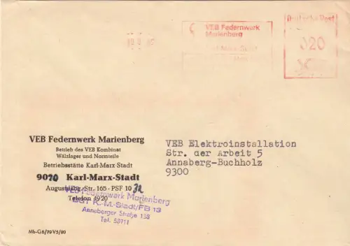 AFS, VEB Federnwerk Marienberg, o 19.9.86, Tagesstempel aptiert