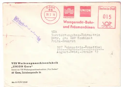 AFS, VEB Werkzeugmaschinenfabrik UNION Gera, o Gera, 65, 26.2.75