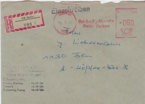 AFS, Rat des Stadtbezirks Berlin-Pankow, o Berlin, 1100, 18.1.83, Einschreiben