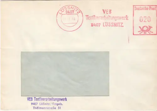 AFS, VEB Textilverarbeitungswerk 9407 Lössnitz, o Lössnitz, 9407, 11.11.83
