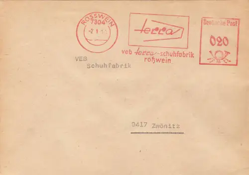 AFS, veb terra - schuhfabrik roßwein, o Rosswein, 7304, 2.1.80