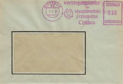AFS, ZKD-Brief, Versorgungskontor für Maschinenbauerzeugnisse, o Cottbus, 2.5.67