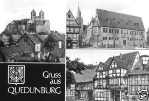 AK, Quedlinburg, drei Abb., Wappen, 1978