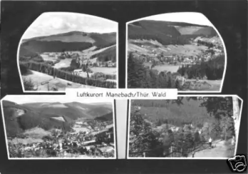 AK, Manebach Thür. Wald, vier Abb., gestaltet, 1966