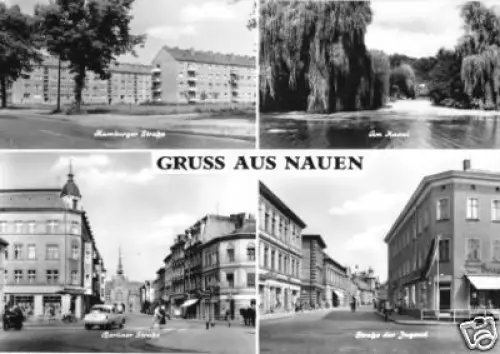 AK, Nauen, vier Abb, Straßenpartien, 1971