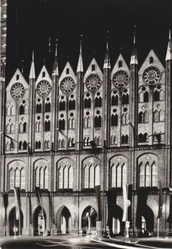 AK, Stralsund, Rathaus, Nachtansicht, 1981