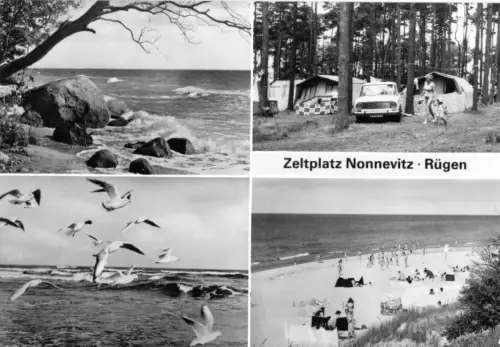 AK, Nonnevitz Rügen, Zeltplatz, vier Abb., 1984