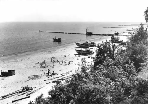 AK, Ostseebad Koserow Usedom, Strand am Streckelberg, belebt, 1981