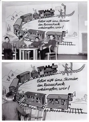 zwei Fotos, Vorbereitung Pioniertreffen Erfurt, 1961