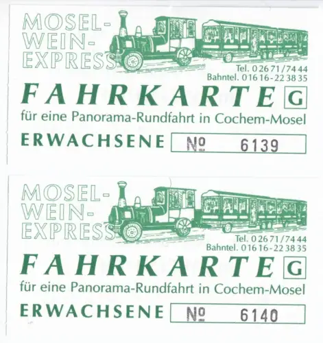 Fahrkarte (2), Cochem Mosel, Mosel-Wein-Express, 1990er