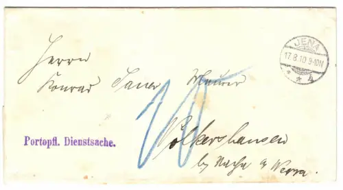 Portopflichtige Dienstsache, Klinische Landesanstalten Jena, o Jena, 17.8.10