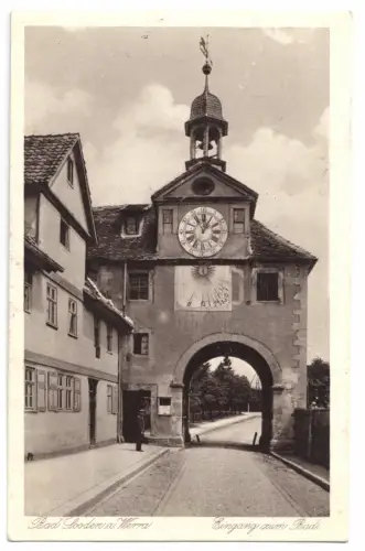 AK, Bad Sooden-Allendorf, Eingang zum Bad, um 1928