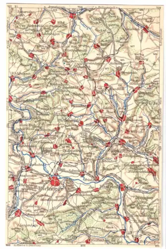 AK mit Landkarte, Eschwege und nordöstliche Umgebung, um 1923 