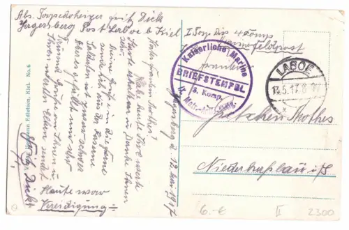 AK, Kiel, sechs Abb., 1917