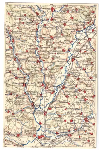 AK mit Landkarte, Areal westlich und südlich von Staffelstein, um 1923 