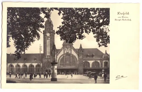 AK, Krefeld, Hauptbahnhof, um 1933