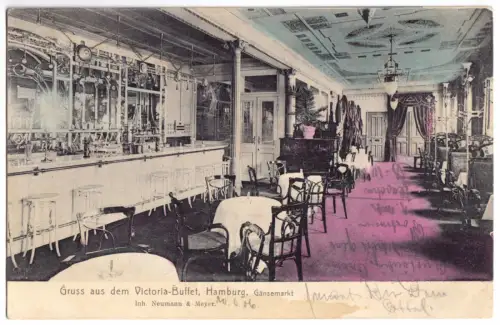 AK, Hamburg, Gänsemarkt, Victoria - Buffet, Gastraum, 1906