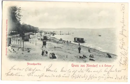 AK, Ostseebad Niendorf, Strandpartie belebt, 1901