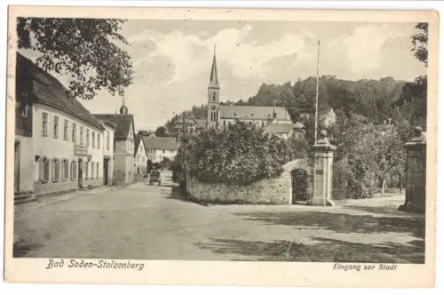 AK, Bad Soden - Stolzenberg, Eingang zur Stadt, 1922