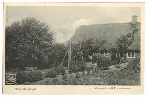 AK, Westerland Sylt, Friesengarten mit Friesenbrunnen, um 1930