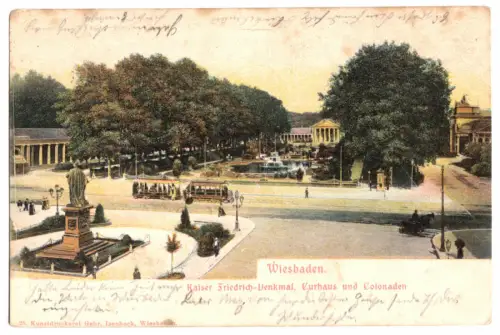 AK, Wiesbaden, Kaiser Friedrich-Denkmal, Curhaus und Colonaden, 1903