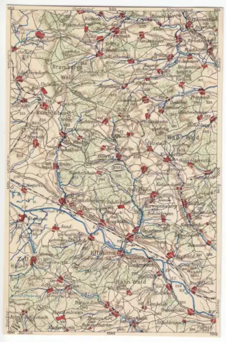 AK mit Landkarte, Areal um und nördlich von Ebersbach a. Main, um 1923 
