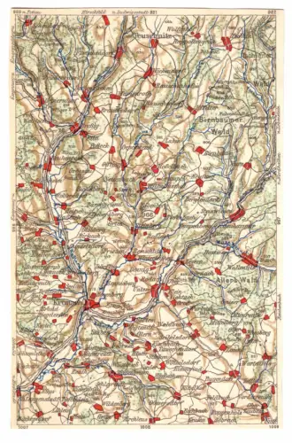 AK mit Landkarte, Areal östlich und nördlich von Kronach, um 1923 