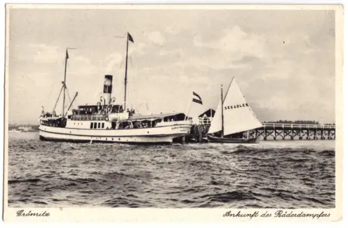 AK, Grömitz, Ankunft des Raddampfers "Bürgermeister ...", 1931