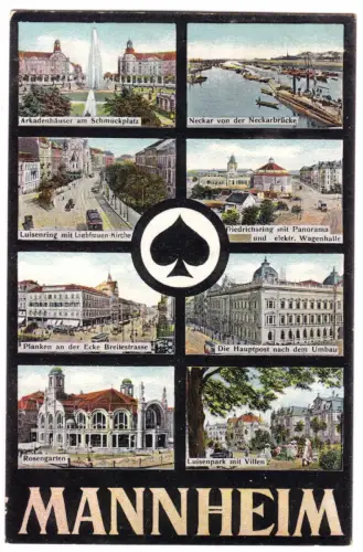 AK, Mannheim, acht Abb., gestaltet, 1918